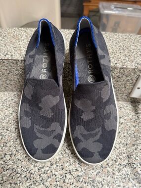 Rothy's Black and Gray Slip-On Sneakers